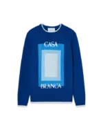 CASABLANCA Logo Degrade Intarsia Jumper Blue