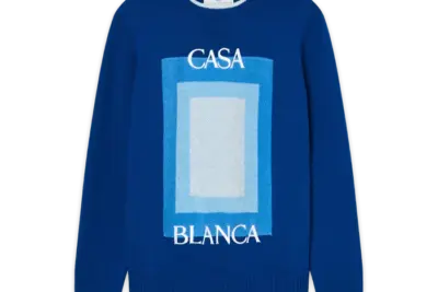 CASABLANCA Logo Degrade Intarsia Jumper Blue