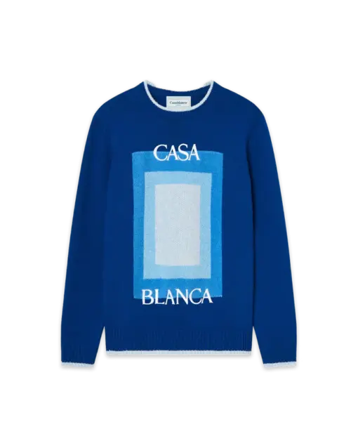 CASABLANCA Logo Degrade Intarsia Jumper Blue