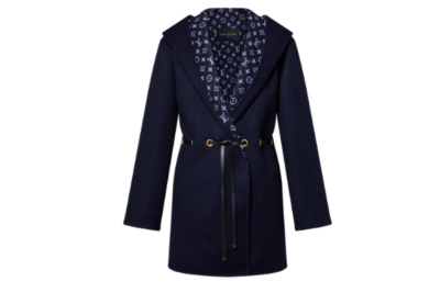 LV Hooded Drawstring Wrap Coat
