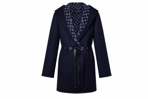 LV Hooded Drawstring Wrap Coat