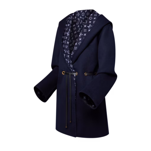 LV Hooded Drawstring Wrap Coat - Image 2