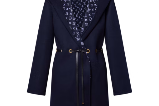 LV Hooded Drawstring Wrap Coat