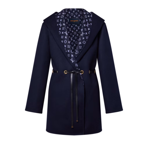 LV Hooded Drawstring Wrap Coat