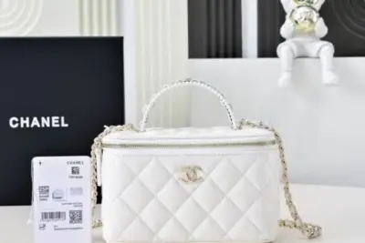 Chanel Vanity Rectangular Top Handle Bag White
