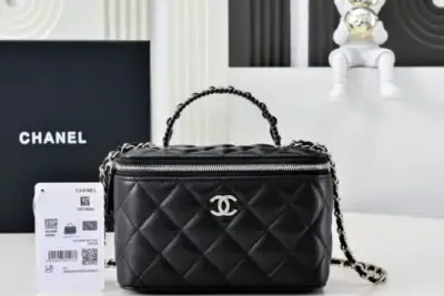 Chanel Vanity Rectangular Top Handle Bag Black