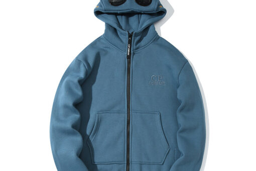 C.P. Company Goggles-Detail Zip-Up Hoodie Blue