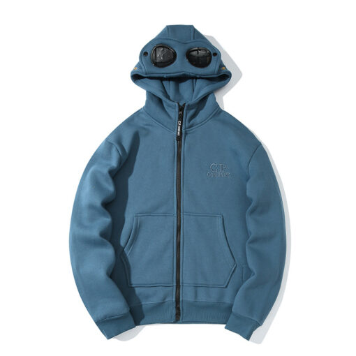 C.P. Company Goggles-Detail Zip-Up Hoodie Blue