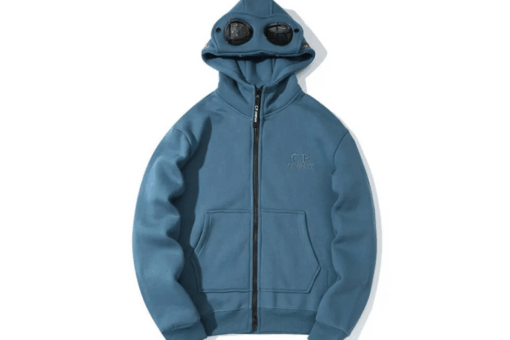 C.P. Company Goggles-Detail Zip-Up Hoodie Blue