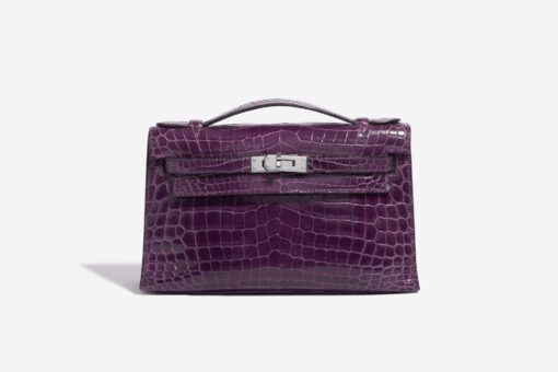Hermès Mini Kelly 20 Sellier Handbag Crocodile Purple