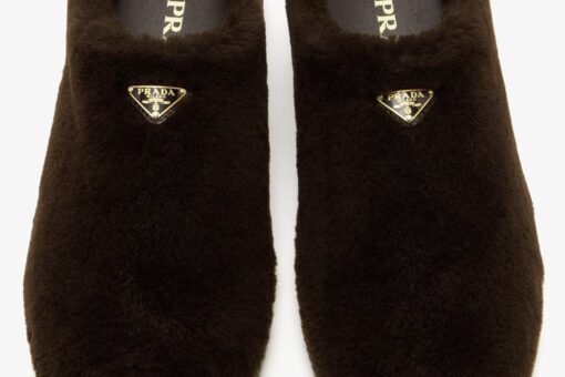Prada Shearling Mules Black