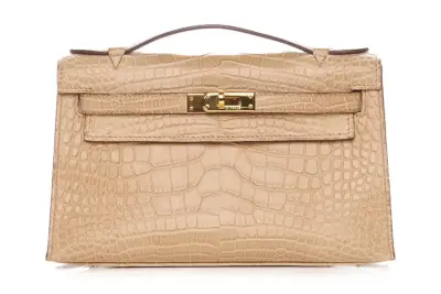 Hermès Mini Kelly 20 Sellier Handbag Crocodile Beige