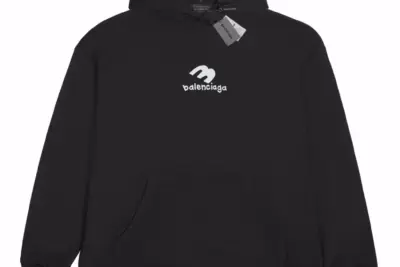Balenciaga Small Logo Hoodie Black