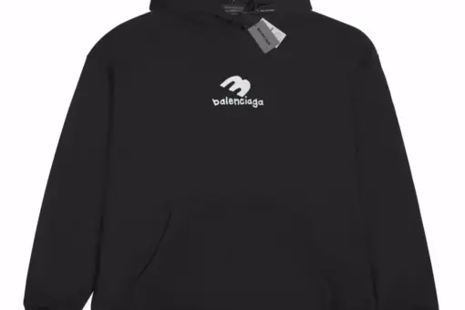 Balenciaga Small Logo Hoodie Black