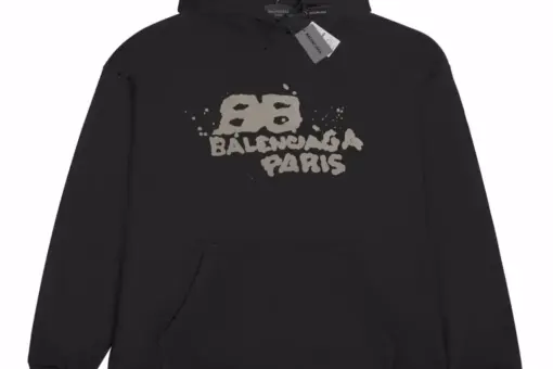 Balenciaga Gold Logo Hoodie Black