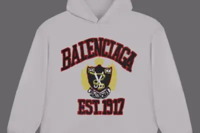 Balenciaga Red Black Logo Hoodie White