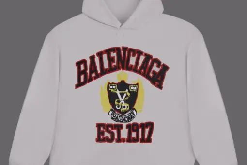 Balenciaga Red Black Logo Hoodie White
