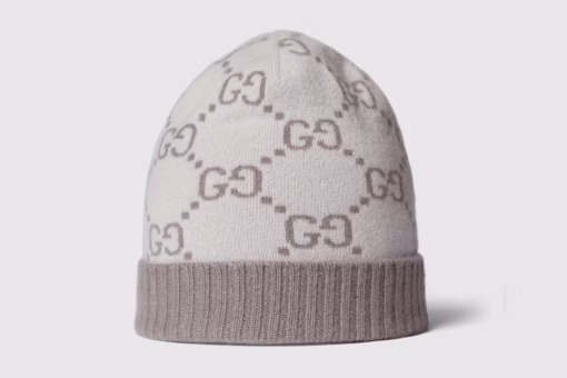 Gucci GG Cashmere Jacquard Hat ivory
