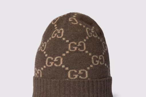 Gucci GG-jacquard Cashmere Beanie Hat Brown