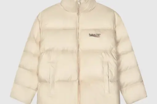 Balenciaga Down Jacket Cream With Long Logo