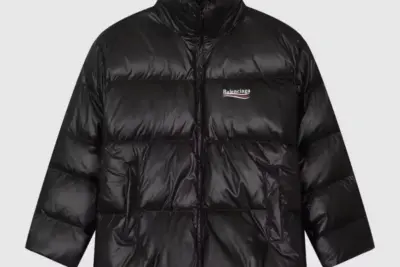 Balenciaga Down Jacket Black With Long Logo