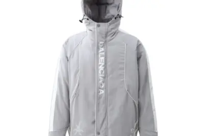Balenciaga Down Jacket Gray And White With Logo