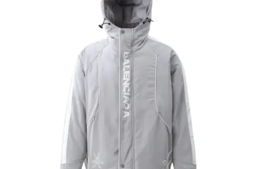 Balenciaga Down Jacket Gray And White With Logo