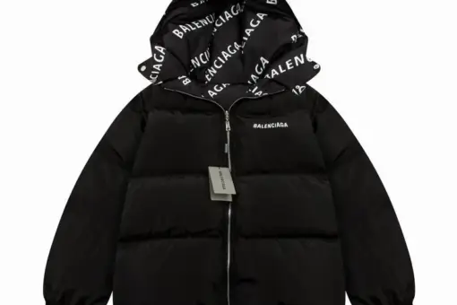 Balenciaga Logo-Embroidered Reversible Puffer Jacket Black