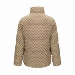 Balenciaga C-Shape Logo Print Puffer Jacket Beige - Image 3