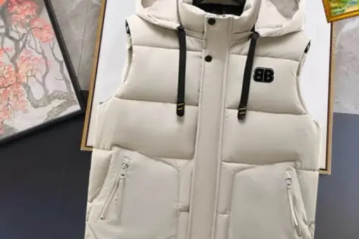 Balenciaga Hooded Puffer Vest Beige