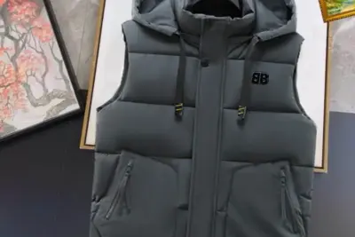 Balenciaga Hooded Puffer Vest Grey