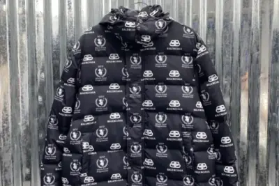 Balenciaga Down Jacket Black With White Logo