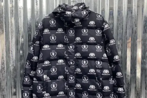 Balenciaga Down Jacket Black With White Logo