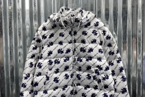 Balenciaga Down Jacket White With Black Logo