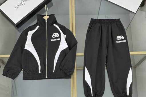 Balenciaga BB Logo Tech Kids Tracksuit Black/White