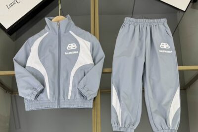 Balenciaga BB Logo Tech Kids Tracksuit Grey /White