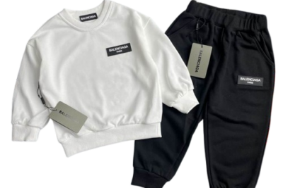Balenciaga Kids' Tracksuit Black White