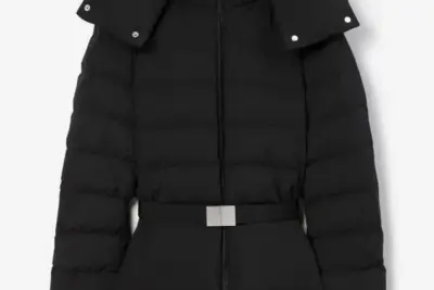 Burberry Hooded Puffer Belt and Double Zipper Jacket Black