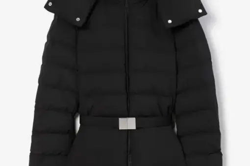 Burberry Hooded Puffer Belt and Double Zipper Jacket Black