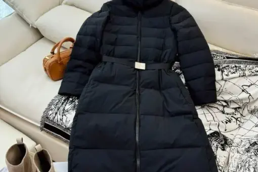 Burberry Burniston Belted Horizontal Puffer Jacket Black