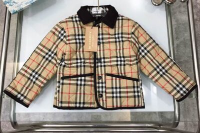 Burberry Kids Quilted Jacket Beige Check