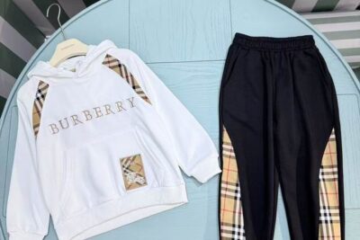 Burberry Kids Tracksuit Signature Check Pattern Black White