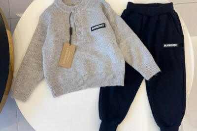 Burberry Kids Tracksuit Black Gray