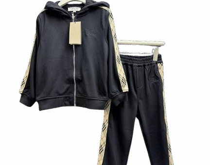 Burberry Kids Check-Panelled Tracksuit Black