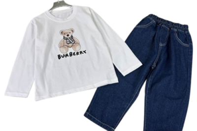 Burberry Children's Set White Blue