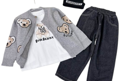 Burberry Kids Tracksuit Grey Blue