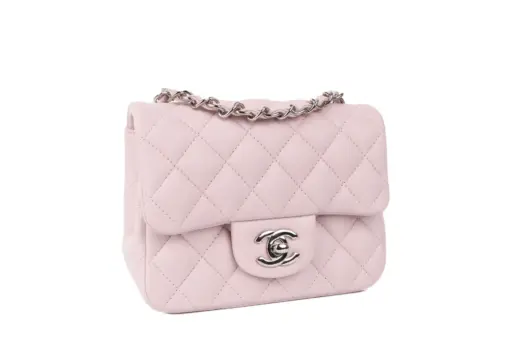 Chanel Mini Chevron Square Flap Bag Pink