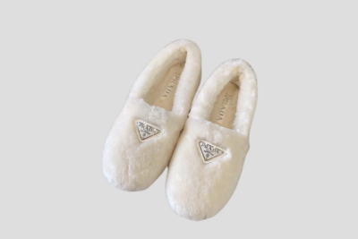 Prada Shearling Mules White