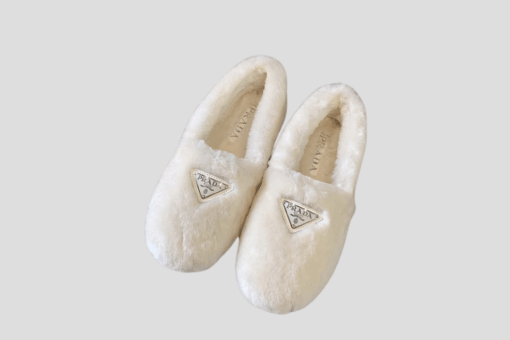Prada Shearling Mules White