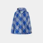 Burberry Check-Pattern Hooded Jacket Cobalt Blue/White
